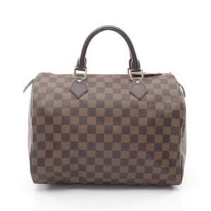 Louis Vuitton Speedy Damier Ebene Brown Handbag Canvas Leather Brown